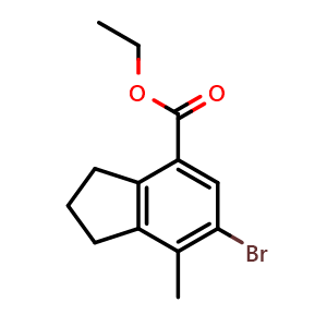 Chemical structure of Ethyl 6-Bromo-7-methylindane-4-carboxylate , CAS 2104694-94-0, AChemBlock U142685