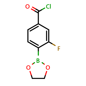 Chemical structure of 3-Fluoro-4-(1,3,2-dioxaborolan-2-yl)benzoyl chloride , AChemBlock U142699