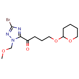 Chemical structure of 1-[3-Bromo-1-(methoxymethyl)-1H-1,2,4-triazol-5-yl]-4-[(2-tetrahydropyranyl)oxy]-1-butanone , CAS 2306369-30-0, AChemBlock U142701