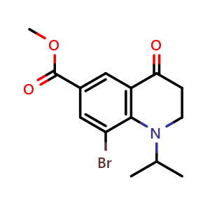 Chemical structure of Methyl 8-Bromo-1-isopropyl-4-oxo-1,2,3,4-tetrahydroquinoline-6-carboxylate , CAS 2306369-74-2, AChemBlock U142707
