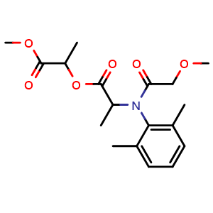 Chemical structure of 1-Methoxy-1-oxo-2-propyl 2-[N-(2,6-Dimethylphenyl)-2-methoxyacetamido]propanoate , CAS 2885299-24-9, AChemBlock U142710