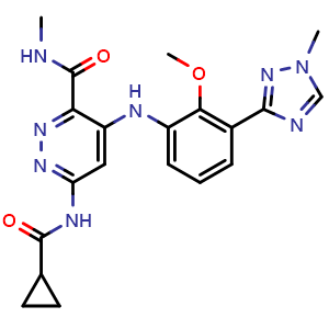 6-(cyclopropanecarboxamido)-4-((2-methoxy-3-(1-methyl-1H-1,2,4-triazol-3-yl)phenyl)amino)-N-methylpyridazine-3-carboxamide