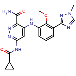 6-(cyclopropanecarboxamido)-4-((2-methoxy-3-(1-methyl-1H-1,2,4-triazol-3-yl)phenyl)amino)pyridazine-3-carboxamide