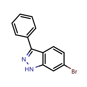 Chemical structure of 6-bromo-3-phenyl-1H-indazole , CAS 885271-16-9, AChemBlock U142739