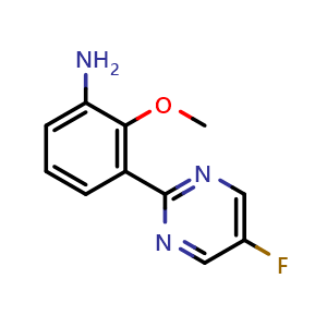 Chemical structure of 3-(5-fluoropyrimidin-2-yl)-2-methoxyaniline , CAS 1609394-75-3, AChemBlock U142758