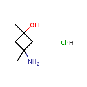 Chemical structure of 3-amino-1,3-dimethylcyclobutan-1-ol hydrochloride , CAS 2802569-30-6, AChemBlock U142770