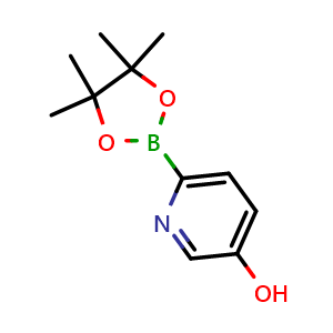 Chemical structure of 6-(4,4,5,5-tetramethyl-1,3,2-dioxaborolan-2-yl)pyridin-3-ol , CAS 1310383-01-7, AChemBlock V142792
