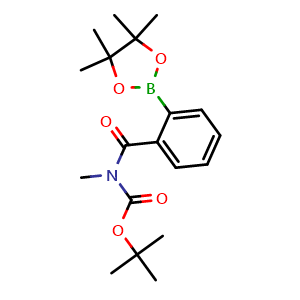 Chemical structure of tert-butyl methyl(2-(4,4,5,5-tetramethyl-1,3,2-dioxaborolan-2-yl)benzoyl)carbamate , AChemBlock V142793