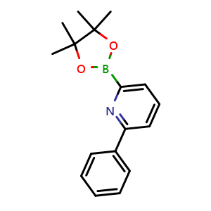 Chemical structure of 2-PHENYL-6-(4,4,5,5-TETRAMETHYL-1,3,2-DIOXABOROLAN-2-YL)PYRIDINE , CAS 1674362-02-7, AChemBlock V142902