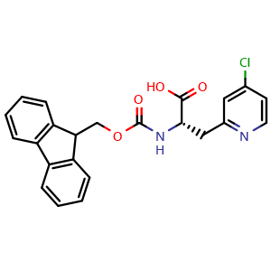 Chemical structure of (2S)-3-(4-chloropyridin-2-yl)-2-({[(9H-fluoren-9-yl)methoxy]carbonyl}amino)propanoic acid , CAS 2350007-37-1, AChemBlock V142926