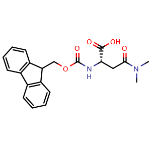 Chemical structure of (2S)-3-(dimethylcarbamoyl)-2-({[(9H-fluoren-9-yl)methoxy]carbonyl}amino)propanoic acid , CAS 138585-02-1, AChemBlock V142946