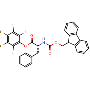Chemical structure of 2,3,4,5,6-pentafluorophenyl (2R)-2-({[(9H-fluoren-9-yl)methoxy]carbonyl}amino)-3-phenylpropanoate , CAS 159505-85-8, AChemBlock V142956