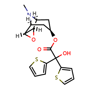 Chemical structure of Scopine-2,2-dithienyl glycolate , CAS 136310-64-0, AChemBlock V143094