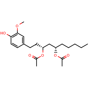 Chemical structure of Diacetoxy-6-gingerdiol , CAS 143615-75-2, AChemBlock V143100