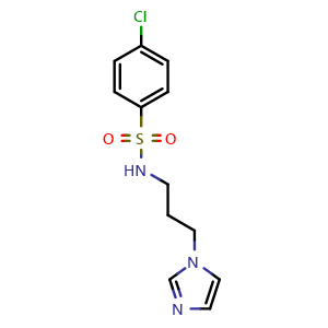 Chemical structure of N-[3-(1-Imidazolyl)propyl]-4-chlorobenzenesulfonamide , CAS 105771-36-6, AChemBlock V143196