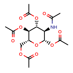 Chemical structure of 2-Acetamido-1,3,4,6-tetra-O-acetyl-2-deoxy-beta-D-glucopyranose , CAS 7772-79-4, AChemBlock V143213