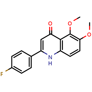 Chemical structure of 2-(4-Fluorophenyl)-5,6-dimethoxyquinolin-4(1H)-one , CAS 1256037-27-0, AChemBlock V143286
