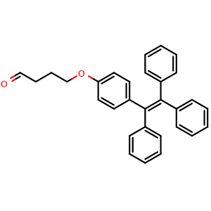 Chemical structure of 4-[4-(1,2,2-Triphenylvinyl)phenoxy]butanal , CAS 2752769-61-0, AChemBlock V143297
