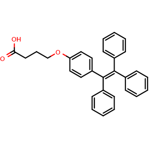 Chemical structure of 4-[4-(1,2,2-Triphenylvinyl)phenoxy]butanoic Acid , CAS 2753353-66-9, AChemBlock V143298