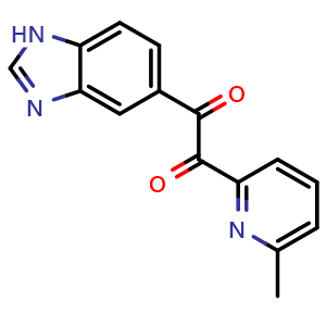 Chemical structure of 1-(5-Benzimidazolyl)-2-(6-methyl-2-pyridyl)-1,2-ethanedione , CAS 2752178-92-8, AChemBlock V143312