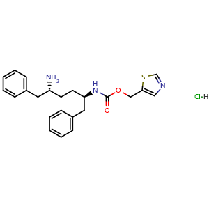 Chemical structure of 5-Thiazolylmethyl [(2R,5R)-5-Amino-1,6-diphenyl-2-hexyl]carbamate Hydrochloride , CAS 1247119-33-0, AChemBlock V143313