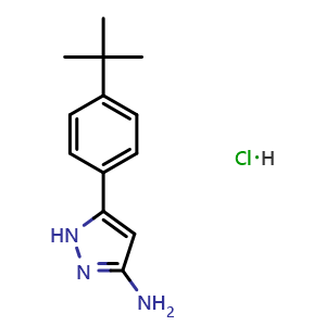 Chemical structure of 3-Amino-5-[4-(tert-butyl)phenyl]pyrazole Hydrochloride , CAS 2870113-01-0, AChemBlock V143355