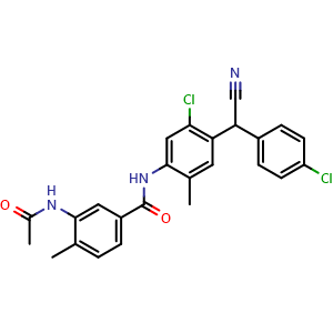 3-Acetamido-N-[5-chloro-4-[(4-chlorophenyl)(cyano)methyl]-2-methylphenyl]-4-methylbenzamide