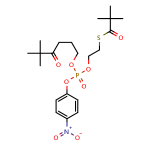 Chemical structure of S-[2-[[[(5,5-Dimethyl-4-oxohexyl)oxy](4-nitrophenoxy)phosphoryl]oxy]ethyl] 2,2-Dimethylpropanethioate , CAS 1770840-95-3, AChemBlock V143384