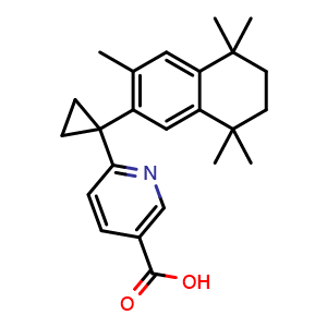 Chemical structure of 6-[1-(3,5,5,8,8-Pentamethyl-5,6,7,8-tetrahydro-2-naphthyl)cyclopropyl]nicotinic Acid , CAS 153559-76-3, AChemBlock V143402
