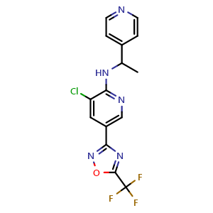 Chemical structure of 3-Chloro-N-[1-(pyridin-4-yl)ethyl]-5-[5-(trifluoromethyl)-1,2,4-oxadiazol-3-yl]pyridin-2-amine , CAS 1441874-01-6, AChemBlock V143417