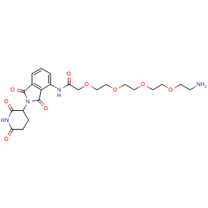 Chemical structure of 14-Amino-N-[2-(2,6-dioxo-3-piperidyl)-1,3-dioxo-4-isoindolinyl]-3,6,9,12-tetraoxatetradecan-1-amide , CAS 2331259-44-8, AChemBlock V143434