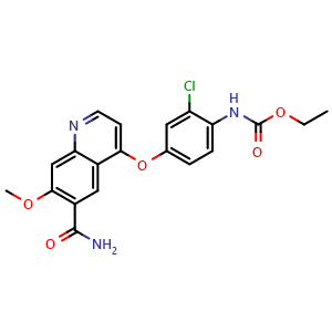 Chemical structure of Ethyl [4-[(6-Carbamoyl-7-methoxyquinolin-4-yl)oxy]-2-chlorophenyl]carbamate , CAS 2832456-67-2, AChemBlock V143446