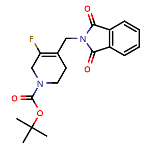 Chemical structure of 2-[(1-Boc-5-fluoro-1,2,3,6-tetrahydro-4-pyridyl)methyl]isoindoline-1,3-dione , CAS 2828103-06-4, AChemBlock V143467