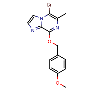 Chemical structure of 5-Bromo-8-[(4-methoxybenzyl)oxy]-6-methylimidazo[1,2-a]pyrazine , AChemBlock V143482