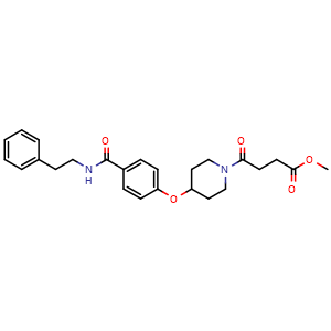 Chemical structure of Methyl 4-Oxo-4-[4-[4-(phenethylcarbamoyl)phenoxy]-1-piperidyl]butanoate , CAS 1069691-68-4, AChemBlock V143484