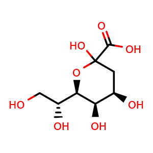 Chemical structure of (4R,5R,6R)-6-((R)-1,2-dihydroxyethyl)-2,4,5-trihydroxytetrahydro-2H-pyran-2-carboxylic acid , AChemBlock V143504