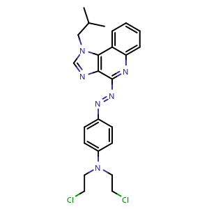 Chemical structure of N,N-Bis(2-chloroethyl)-4-[(1-isobutyl-1H-imidazo[4,5-c]quinolin-4-yl)diazenyl]aniline , AChemBlock V143538