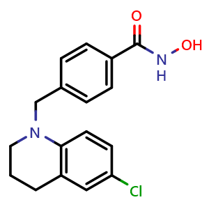 Chemical structure of 4-[[6-Chloro-3,4-dihydroquinolin-1(2H)-yl]methyl]-N-hydroxybenzamide , CAS 2126744-35-0, AChemBlock V143562