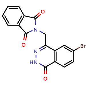 Chemical structure of 2-[(7-Bromo-4-oxo-3,4-dihydro-1-phthalazinyl)methyl]isoindoline-1,3-dione , CAS 2629316-05-6, AChemBlock V143580