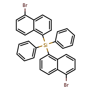 Chemical structure of Bis(5-bromo-1-naphthyl)diphenylsilane , CAS 1953147-22-2, AChemBlock V143589