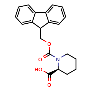 Chemical structure of (S)-N-Fmoc-piperidine-2-carboxylic Acid , CAS 86069-86-5, AChemBlock V143673