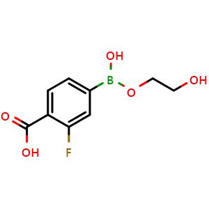 Chemical structure of 4-Carboxy-3-fluorophenylboronic acid ethylene glycol ester , CAS 1310384-70-3, AChemBlock V143684