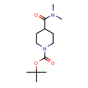 Chemical structure of tert-butyl 4-(dimethylcarbamoyl)piperidine-1-carboxylate , CAS 254905-58-3, AChemBlock V143732