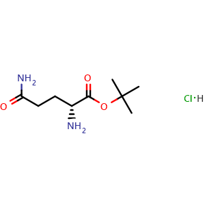 Chemical structure of tert-butyl (2R)-2,5-diamino-5-oxo-pentanoate hydrochloride , CAS 422324-35-4, AChemBlock V143777