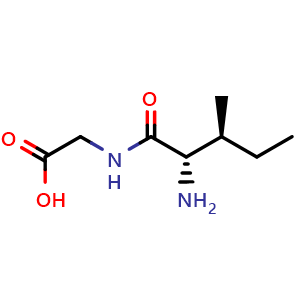 Chemical structure of {[(2S,3S)-2-amino-3-methylpentanoyl]amino}acetic acid , CAS 868-28-0, AChemBlock V143787