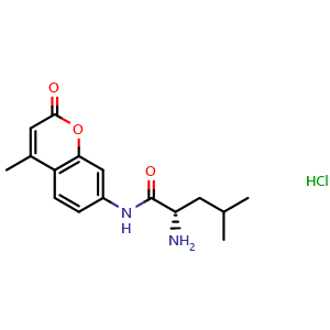Chemical structure of L-Leucine-7-amido-4-methylcoumarin hydrochloride , CAS 62480-44-8, AChemBlock V143789