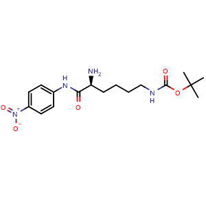 Chemical structure of tert-butyl (5S)-5-amino-6-(4-nitroanilino)-6-oxohexylcarbamate , CAS 172422-76-3, AChemBlock V143792