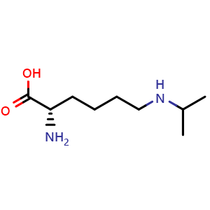 Chemical structure of (2S)-2-amino-6-[(propan-2-yl)amino]hexanoic acid , CAS 5977-09-3, AChemBlock V143797