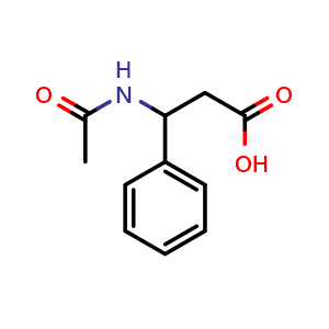 Chemical structure of 3-Acetylamino-3-phenyl-propionic acid , CAS 40638-98-0, AChemBlock V143814