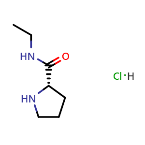 Chemical structure of (2S)-N-ethyl-2-pyrrolidinecarboxamide hydrochloride , CAS 58107-62-3, AChemBlock V143815